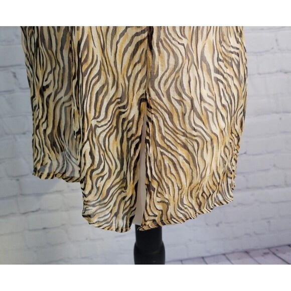 Vintage Cache Sheer Animal Print Blouse Sz M Silk Beading V-neck Old Money Cute - Picture 4 of 7